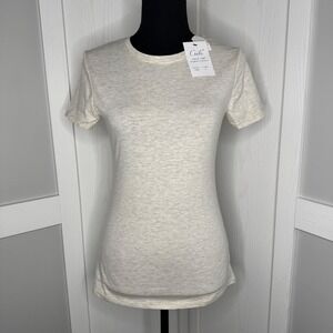 Cielo Oatmeal Heather Short Sleeve Stretch Tee | Size M Cotton Blend T-Shirt NWT